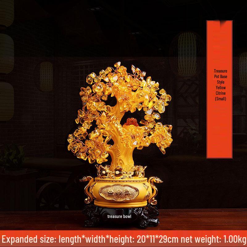 Citrine Money Tree Ornament for Living Room and Wine Cabinet Decoration – Wealth-Attracting Gift