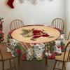 1 Christmas Themed Round And Rectangular Tablecloth, Various Sizes, Antique Santa Claus Pattern Printed Tablecloth, Christmas Garden Tablecloth Decora