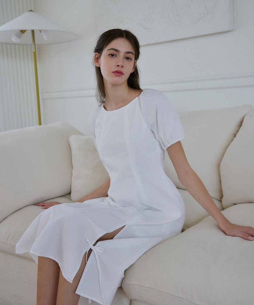 Deuloupisumeon Voluminous Sleeve Ribbon Dress [Black]