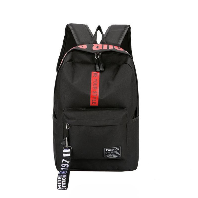 Large Capacity Solid Color Waterproof Nylon Casual Backpack School Bag