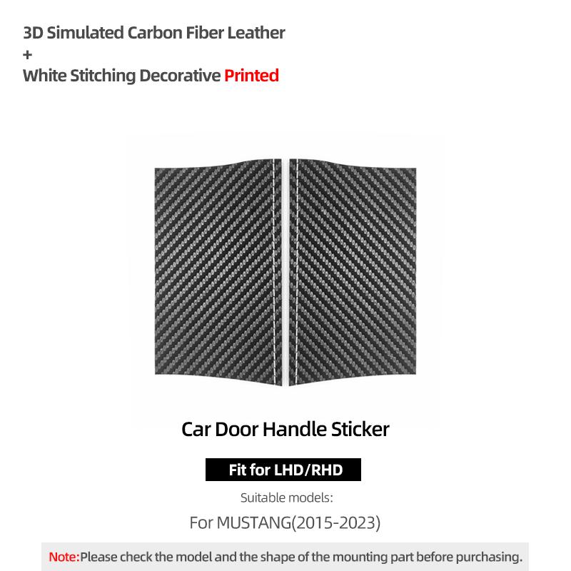 

For Ford Mustang GT 2015-2025 Made of Alcantara Car Interior Door Pull Handle Panel Trim Anti-Scratch Sticker Tuning Accessories