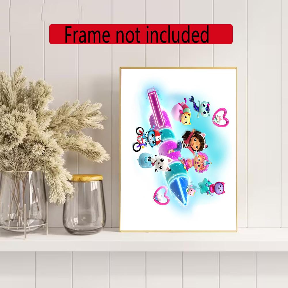 Cartoon Cute Gabbys Diamond Painting Round Diamond Mosaic Rhinestones Diamond Embroidery Craft Kit Wall Decor Without Frame