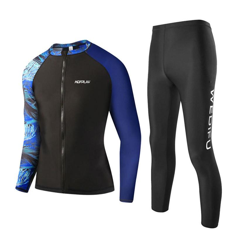 Diving Suit Mens Rash Guard Set UV Protection Quick Dry Long Sleeve Top Pants Surfing Snorkeling Swimming