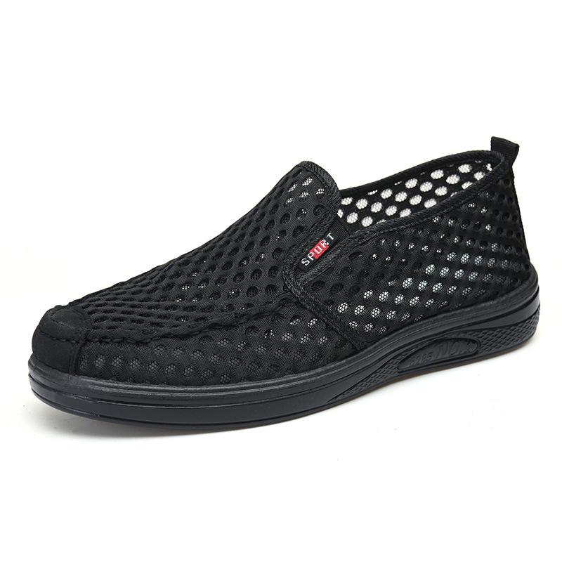 Atmungsaktive Mesh-Sandalen für Herren im Sommer für mittlere und ältere Menschen - Rutschfest, Geschlossene Zehenpartie, Freizeit-Schuhwerk