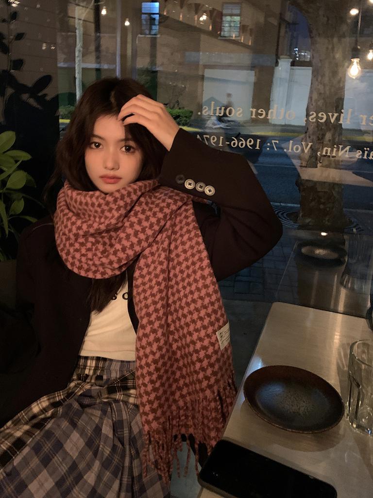Xiaomi fall/winter cozy faux cashmere scarf - women's warm retro long shawl, korean style ins cold weather neck warmer for men
