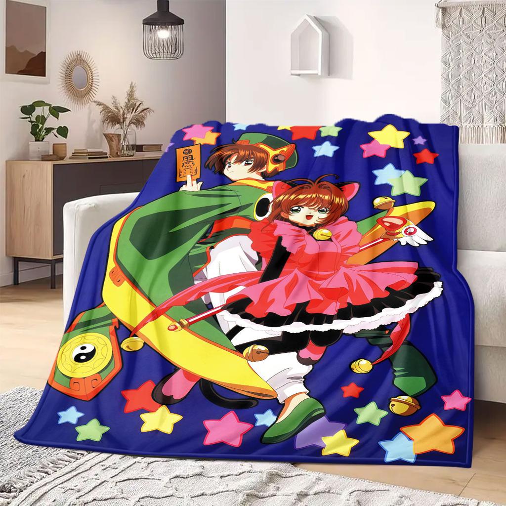 Cardcaptor Sakura Beautiful Cartoon Flannel Blanket, Printed Decorative Throw, Warm and Soft for Bedroom, Sofa and Outdoors_LIAN