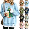 Women's Casual Christmas Print Loose Fit Long Sleeve Layering Sweatshirt