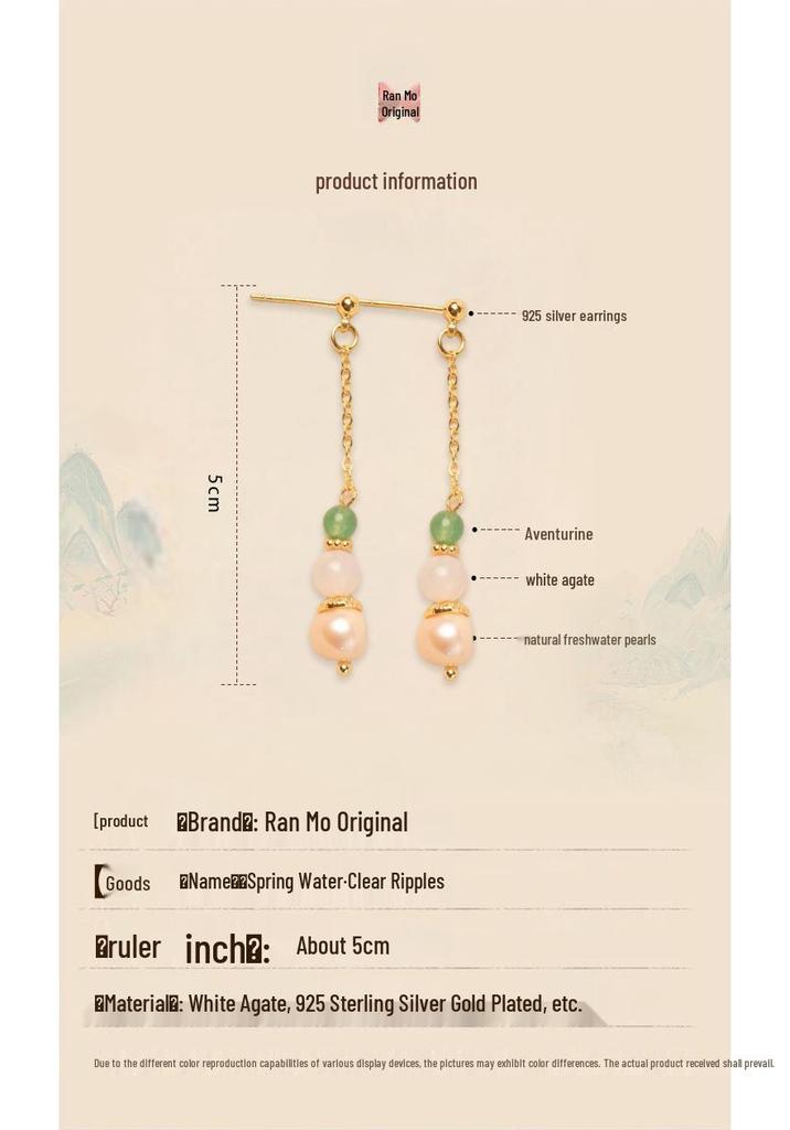 Women's Summer Style Fresh Pearl Earrings, High-End Hanfu Accessories, 925 Sterling Silver
