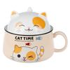 Instant Noodle Bowl with Cover Lunch Box Noodle Cup Bowl for Office Dorm Cartoon Rice Bowl with Cover Anti Scalding Handle