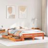 Solid Wood Bed without Mattress Wax Brown 150 x 200 cm Pine Wood