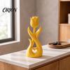 Stylish Entrance Hall Decor 3D Printed Tulip Flower Figurine with Hollow Heart Decor, Modern Desktop Decorative Figurines Ornament, Sculpture
