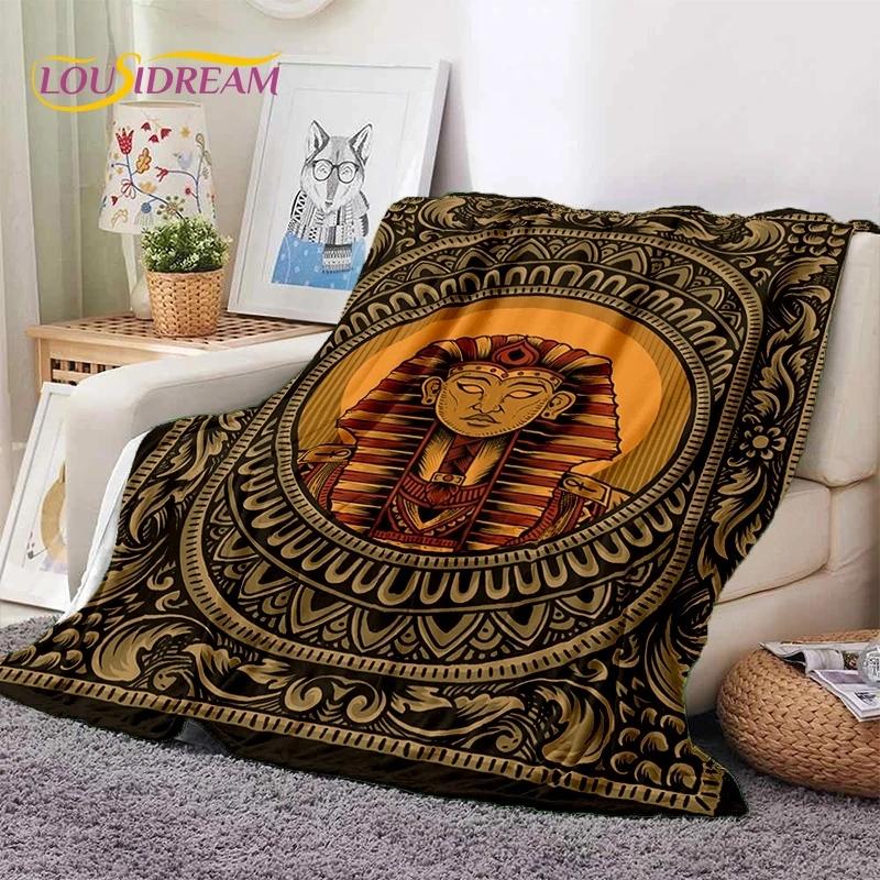 3D Pharaoh Hieroglyphic Egyptian Mythology Soft Blankets,Keep Warm Throw Blanket Comfortable for Picnic Beds Sofa Home Bedroom