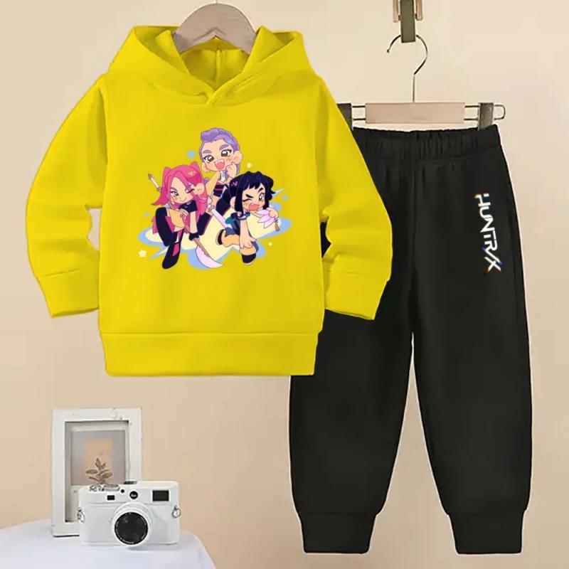 Wunderschöne KPOP Devil Hunter Jungen und Mädchen Frühling und Herbst Kinder Mode Hoodie+Sporthose Lässiges Komfort-Set