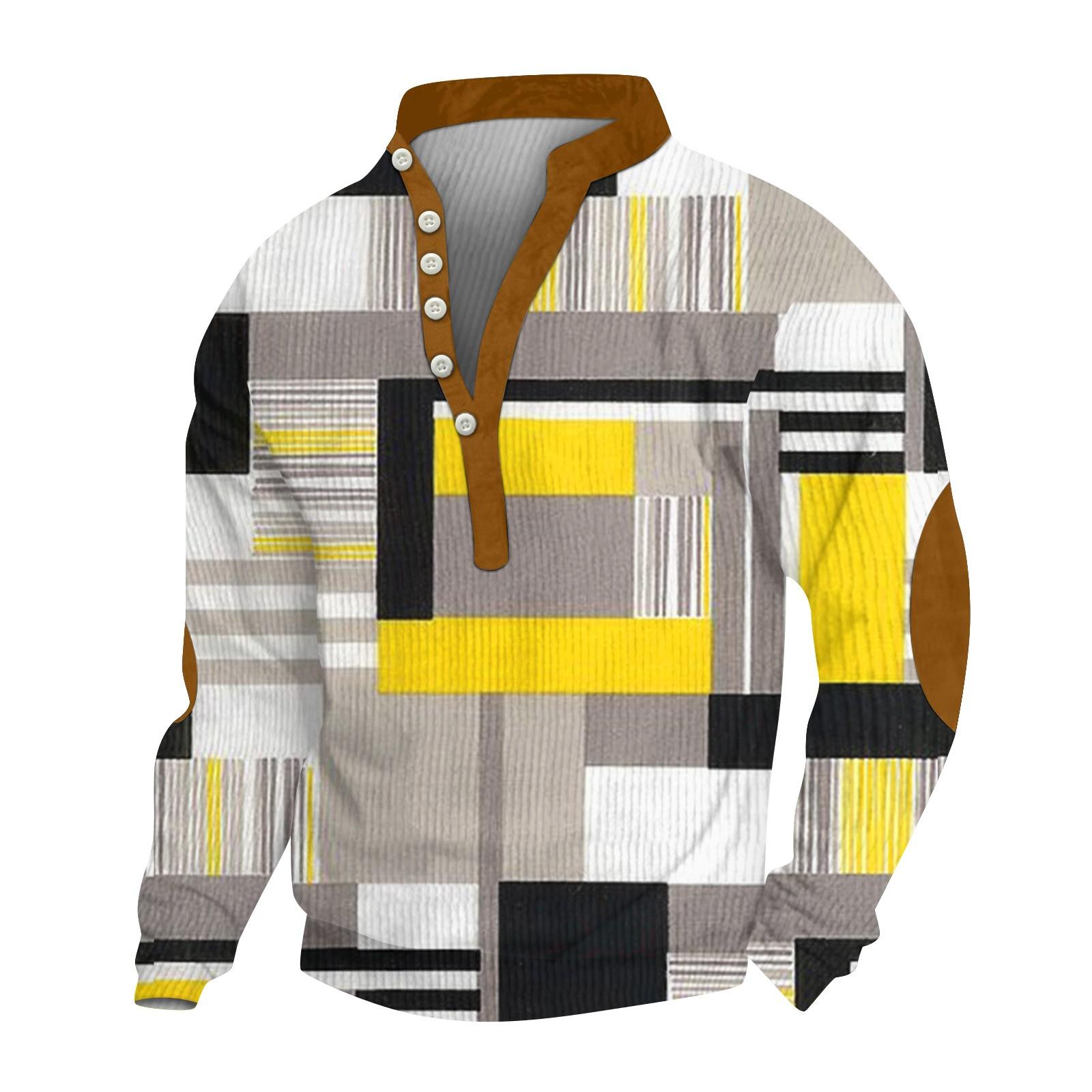 

Мужской вельветовый кардиган с длинными рукавами и шестью пуговицами XL жёлтый