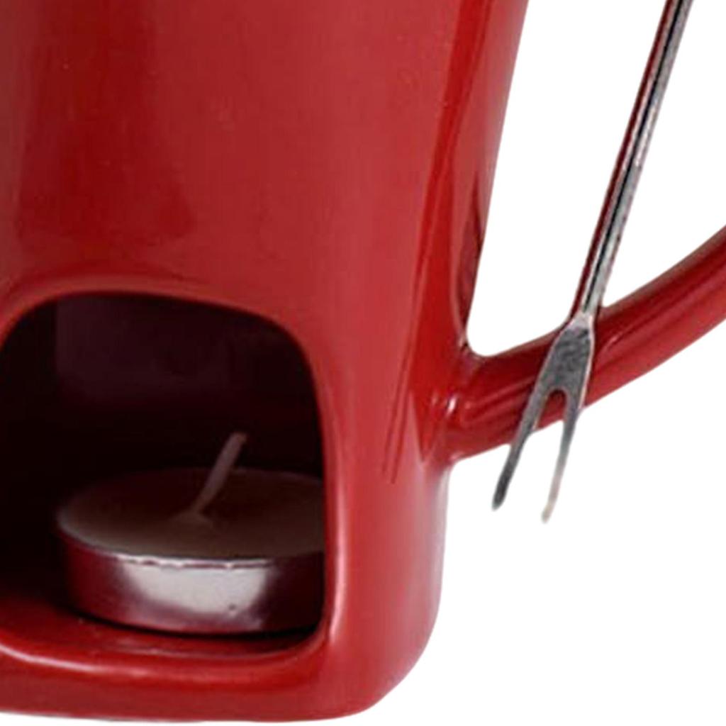 Fondue Mug with Spoon Ceramic Mini Multifunction Melting Cup Cheese Butter Candy Warmer Mug for Fondue Desserts Butter Caramel