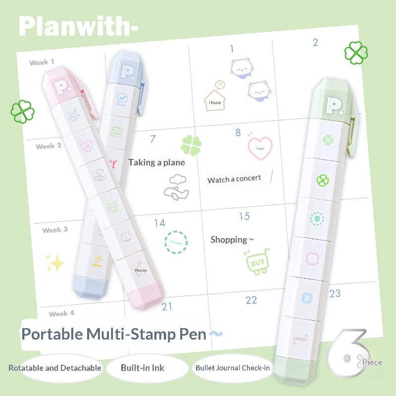 INS Aesthetic Kawaii Multilink Mood Stamp Cute Decorative Stamp for Journal Scrapbooking Travel Diary Decor