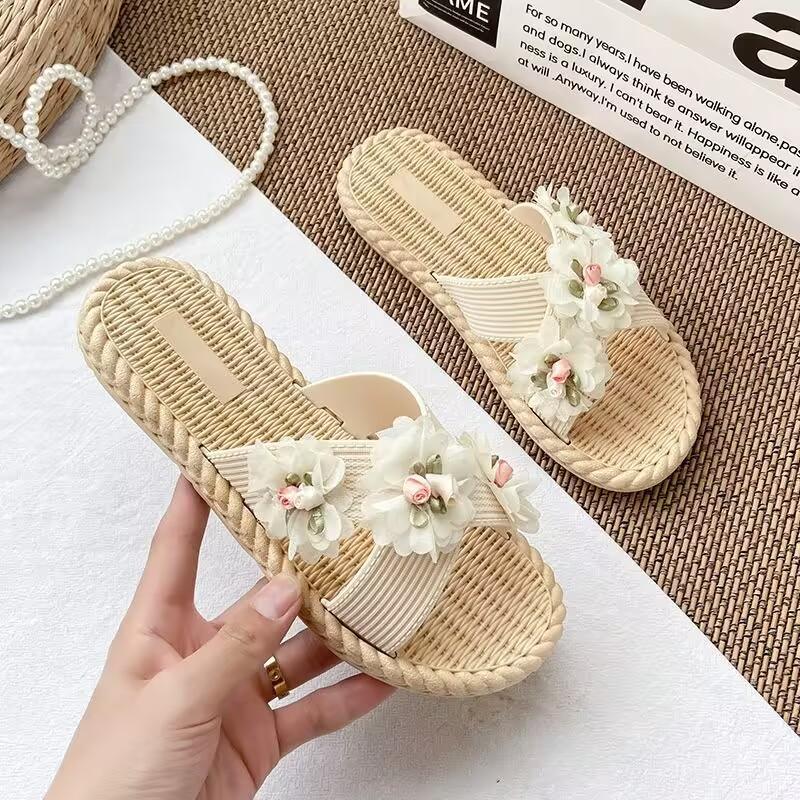 Women Lady Home Flower Slippers Autumn and Summer Classic Shoes