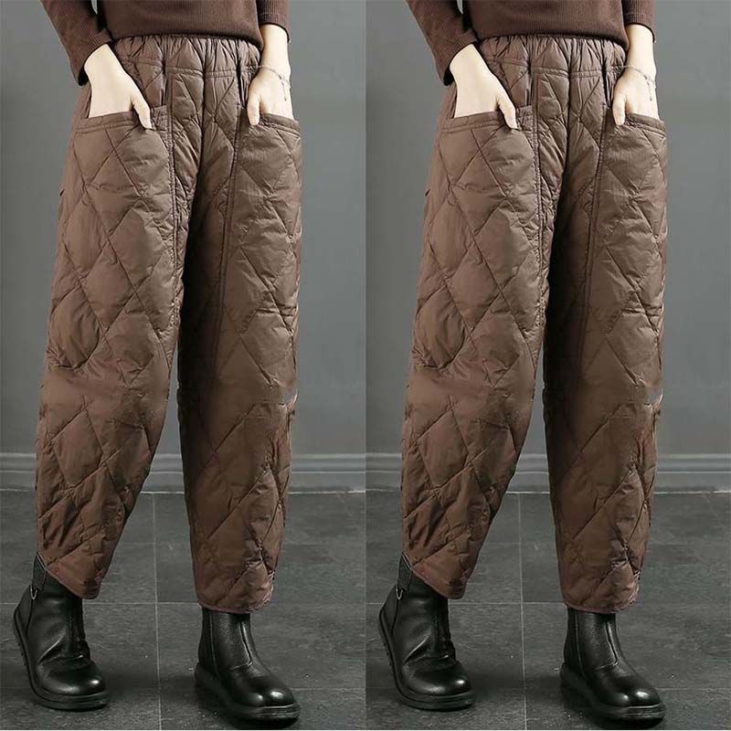 Ultra-lightweight Down Pants Women's High-end Loose Outer Wear Winter Thickened High-waist Straight Cotton Pants