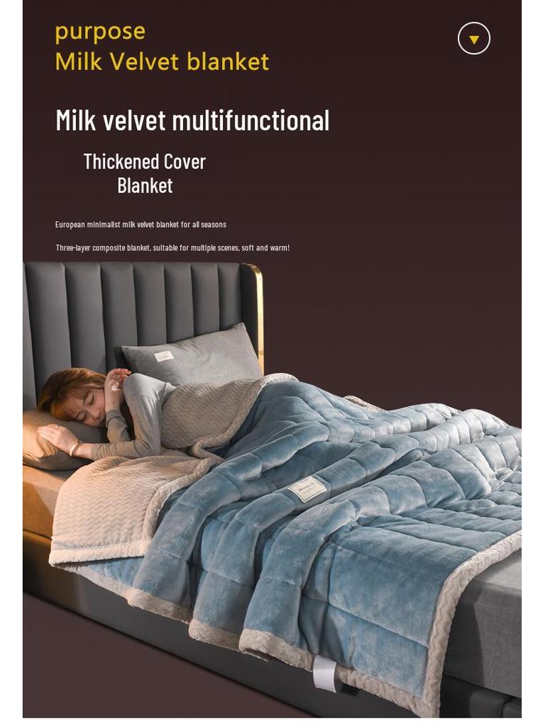 Thickened Three-Layer Milk Velvet Baby Blanket, Machine Washable Fleece Gift Cover