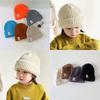 Solid Color Letter Beanies for Baby Toddler Autumn Winter Warm Knitted Hat Kids Outdoor Anti-cold Thick Woolen Hats