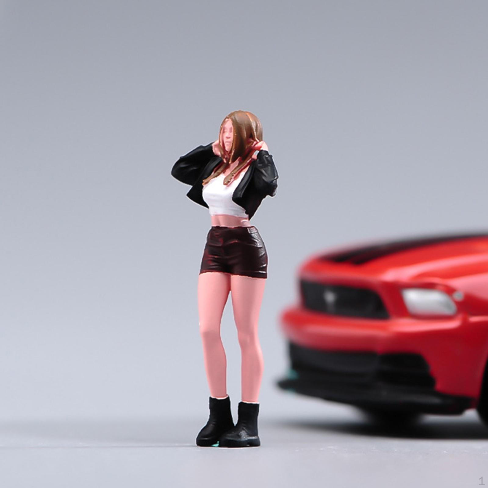 

1/64 Long Hair Girl Figure Model DIY Diorama Accessory Train Railway Decor Fairy Garden Micro