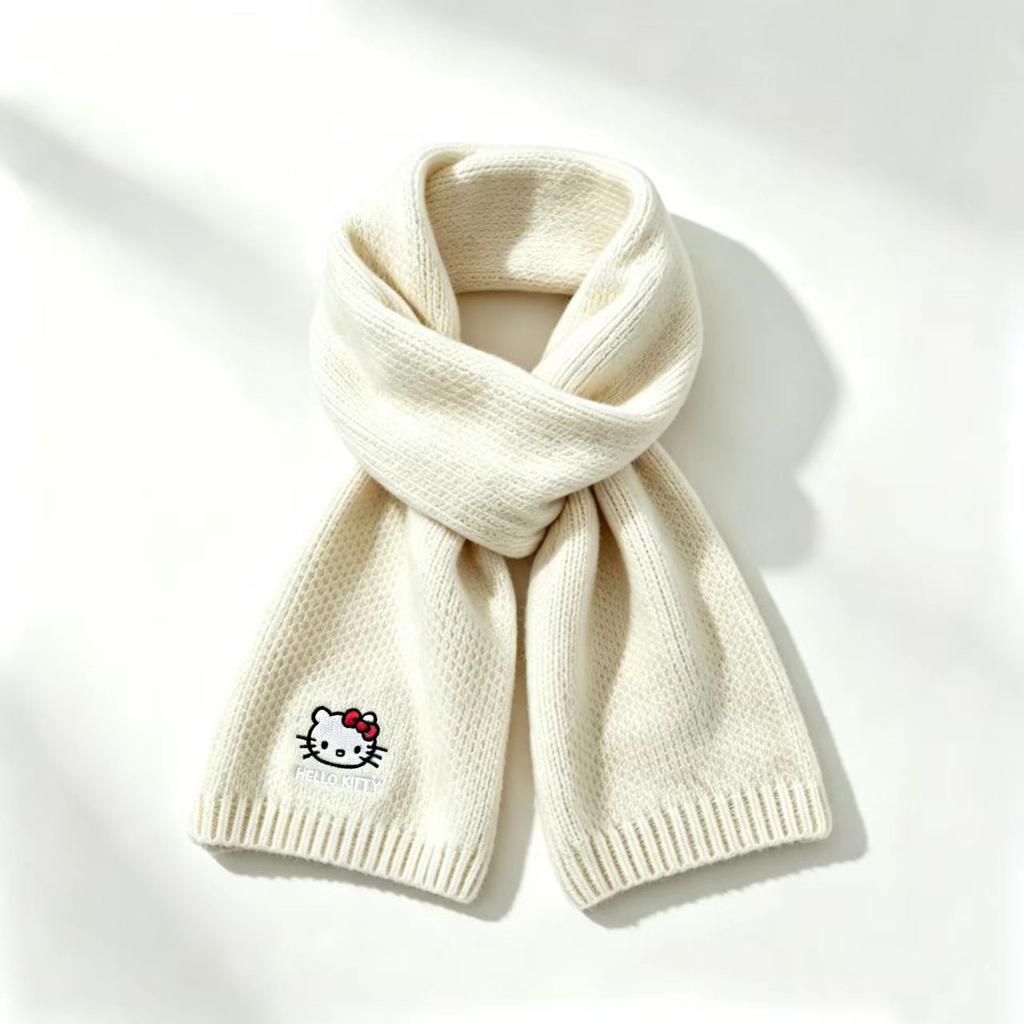 Versatile Cute Puppy Wool Scarf Winter Thickened Warm Day Korean Deer Plush Skin-friendly Knitted Scarf Scarf