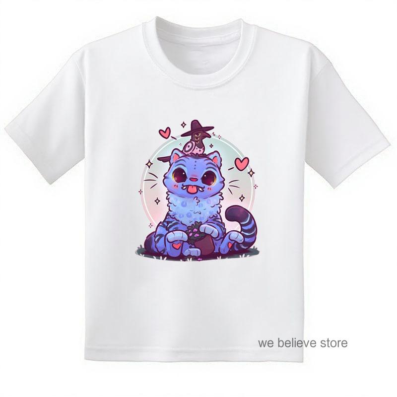 

Kids T-shirt K-Pop Demon Hunters Tiger Shirt Fans Gift Toddler Girl Boy Hot Movie Print Tiger Short Sleeve T-shirt 170cm белый