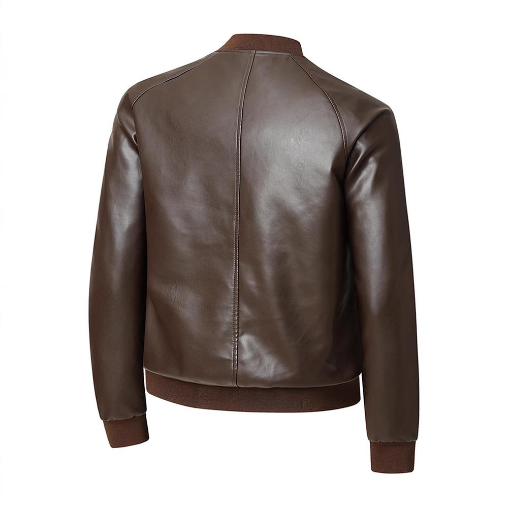 High-end Jacket for Men's Spring New Trendy Handsome Casual Stand-up Collar Jacket for Men's Leather Jacket