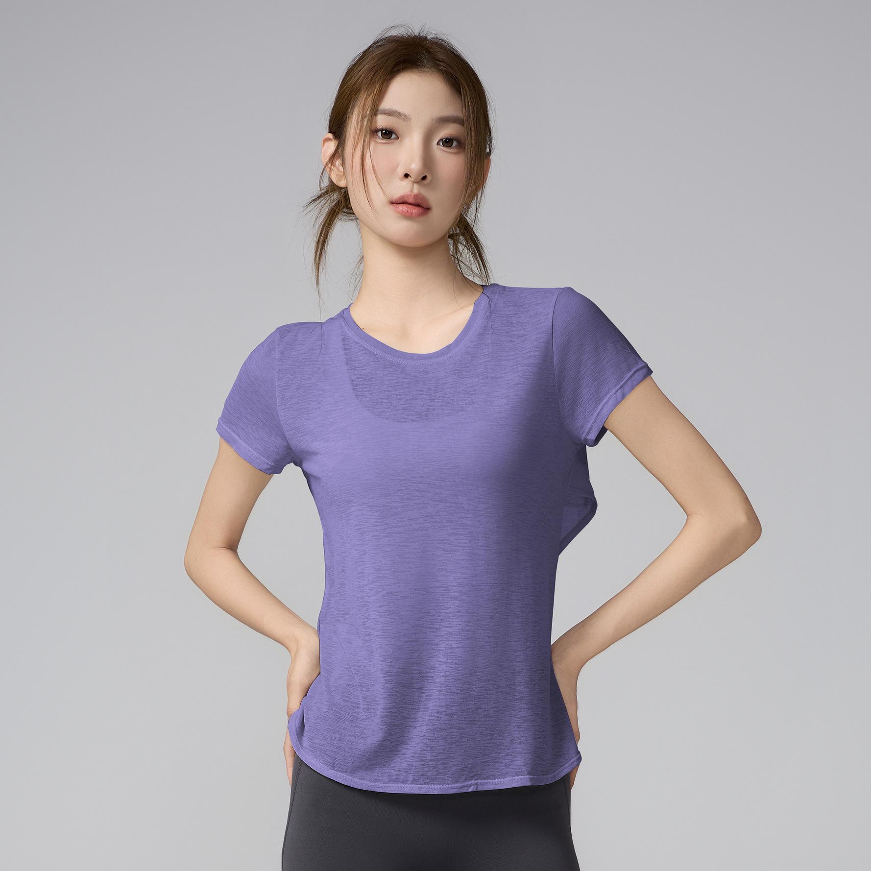 

2025 Комплект женского спортивного топа с коротким рукавом для йоги и пилатеса с открытой спиной Extra Large фиолетовый