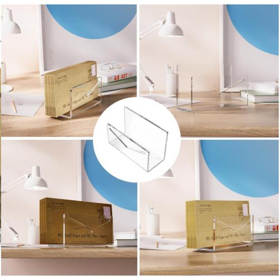 Acrylic Mail Holder Clear File Letter Organizer Smooth Edge Burr-Free Lightweight Countertop Vertical Envelope Mail Holder