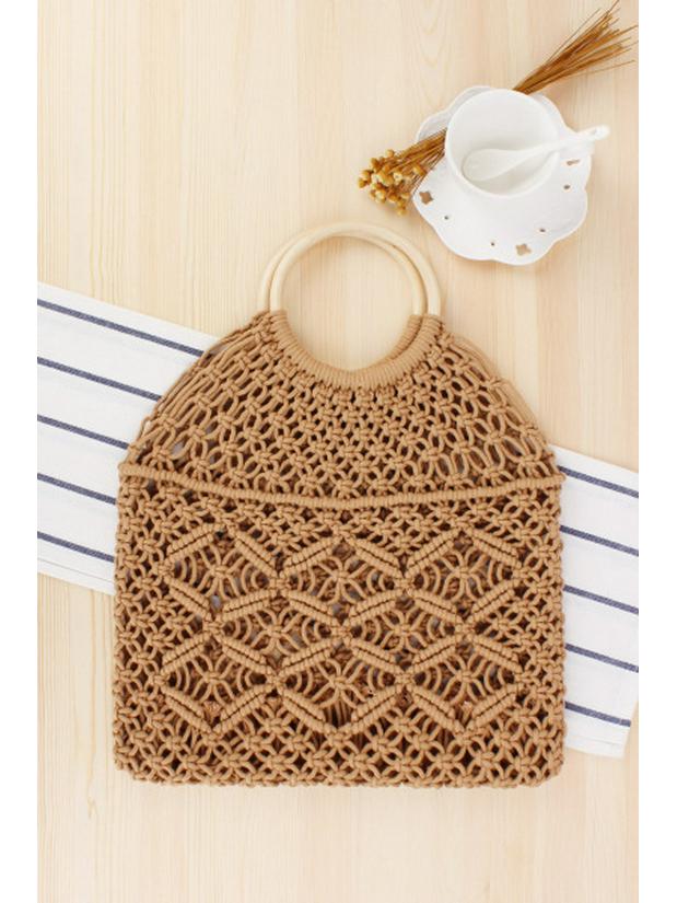 Handmade Cotton Rope Woven Mesh Bag - Women's Casual Beach Bag