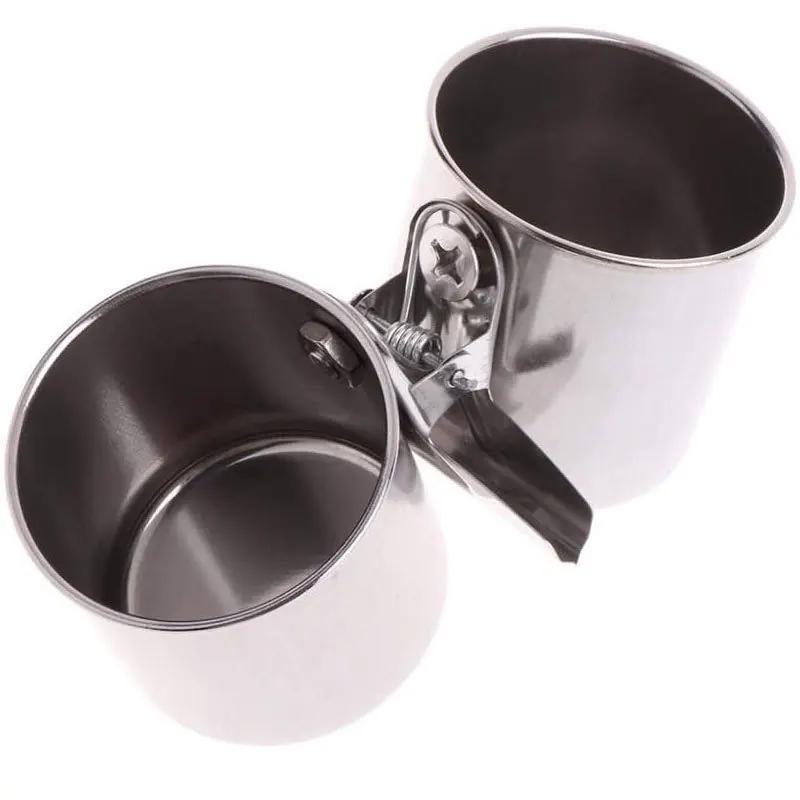 

Bird Feeding Double Cups Stainless Steel Parrot Cage Stand Bird Feeder Box Parrot Cups Bowls Container For Food Water Feeding Double 6 x6cm