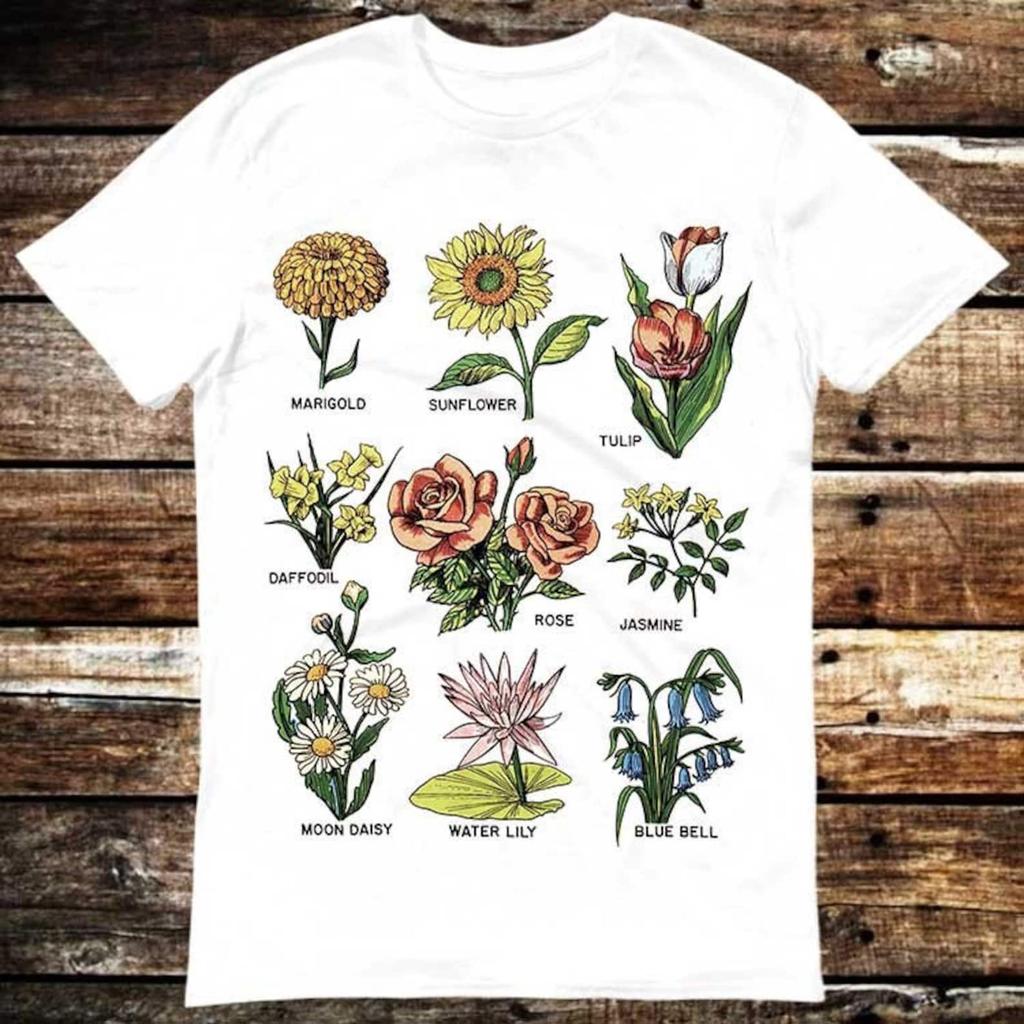 Flowers T Shirt Rose Jasmine Sunflower Tulip Meme Gift Funny Tee Vintage Style Aesthetic Unisex Gamer Cult Movie Music 6034 T-shirt