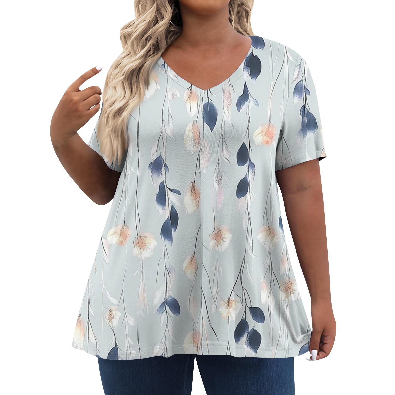 

Женские топы больших размеров, шорты с рукавами, рубашки с V-образным вырезом, повседневная одежда, топы с принтами L бежевый