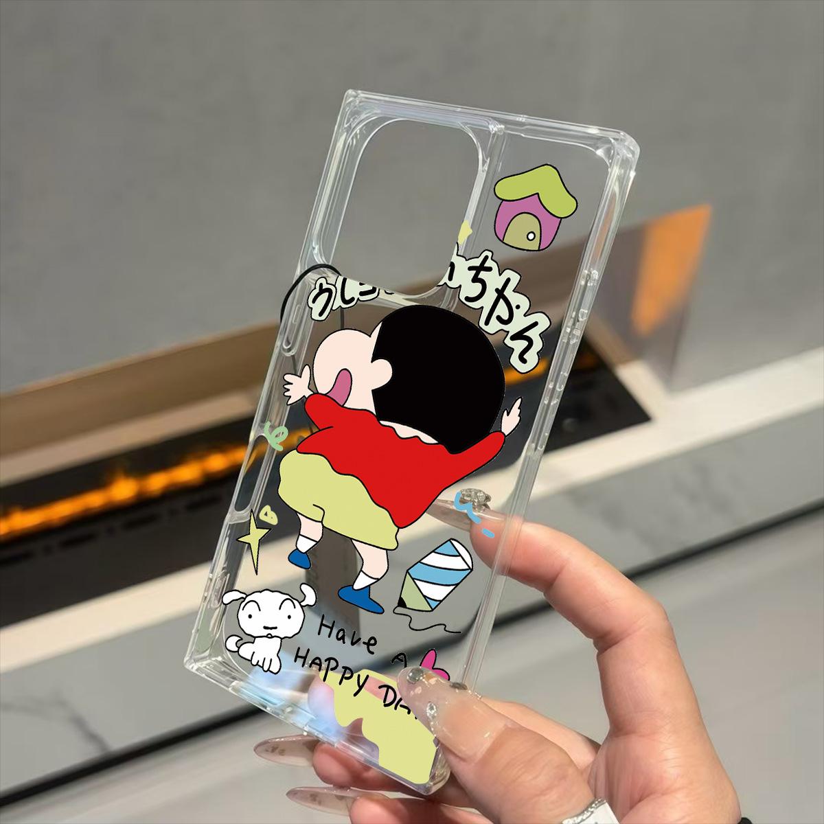 

Clear Square Back Tube Case Protection For iPhone 12 16 ProMax 13 11 14 Pro Max 15 Plus Anti-Oxygen,Crayon Shin Pattern Casing iphone 11 ProMax