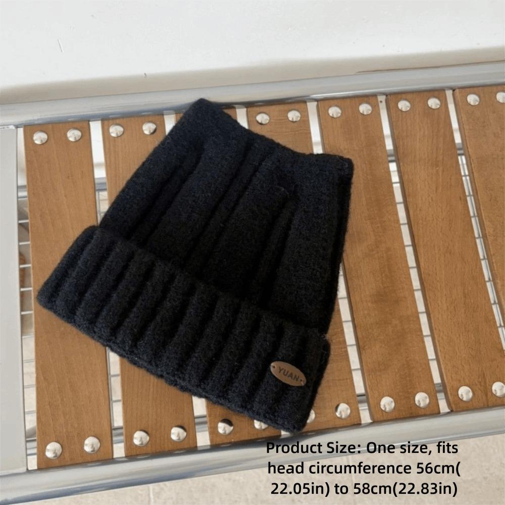 Solid Color Stretchy Beanie Hat Polyester Winter Warm Hat Classic Ribbed Knitted Beanie For Women