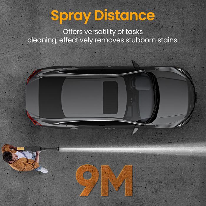 High Pressure Cordless Cleaner 21V 21000 RPM Electric Water Gun 6 In 1 for Car Cleaning, Floors, Garden and Walls