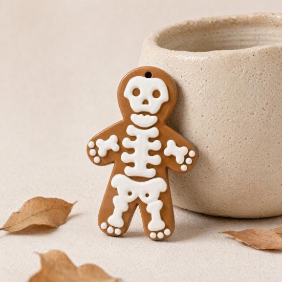 Yousheng Skeleton Gingerbread Man Hanging Ornaments, Halloween Resin Decorations, Creative Hanging Pendant for Christmas Tree Wall Door Party Decor