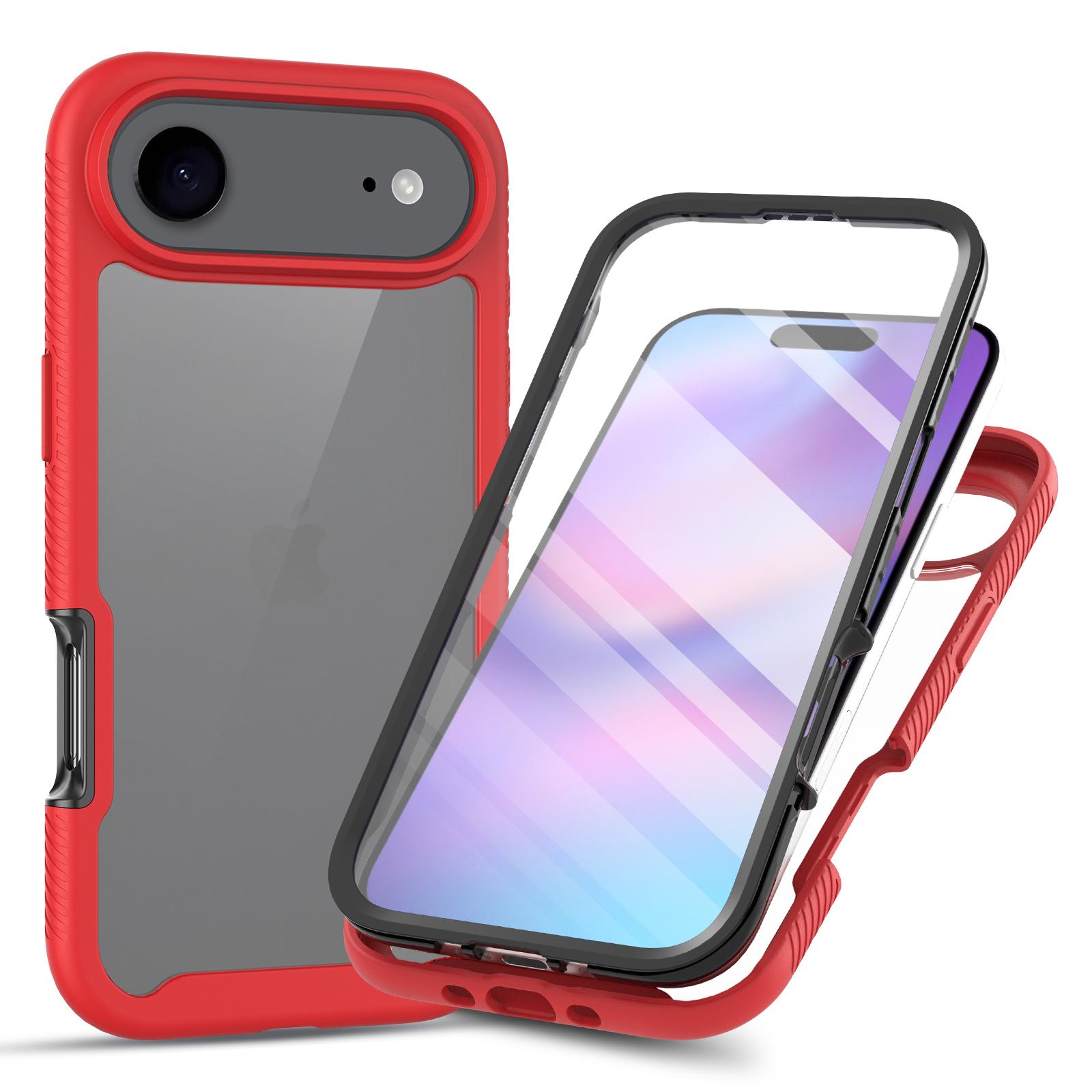 

Прозрачный чехол для iPhone 17 Air PC+TPU Задняя крышка телефона с ПЭТ защитной пленкой для экрана Red