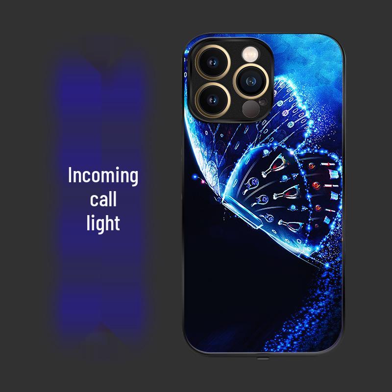 Leuchtende Anti-Rutsch-Handyhülle für iPhone 16 Pro Max & Huawei bei eingehendem Anruf - Soundaktiviert, Verschleißfest, Siebenfarbiger Schutz.