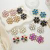 Elegant Flower Earrings With Full Rhinestones For Party And Evening Wear