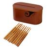 Ovale Garnschale mit Deckel Holz-Garnhalter zum Stricken mit geschnitzten Löchern Strickwerkzeug Organizer-Box zum Häkeln