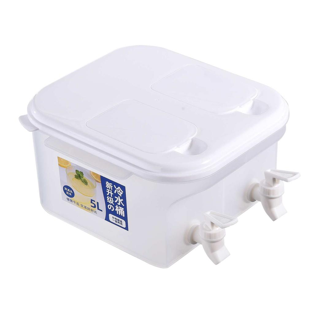 5L Large Capacity Dual Spout Flip Lid Water Pitcher with Faucet Cold Water Jug for Fridge
