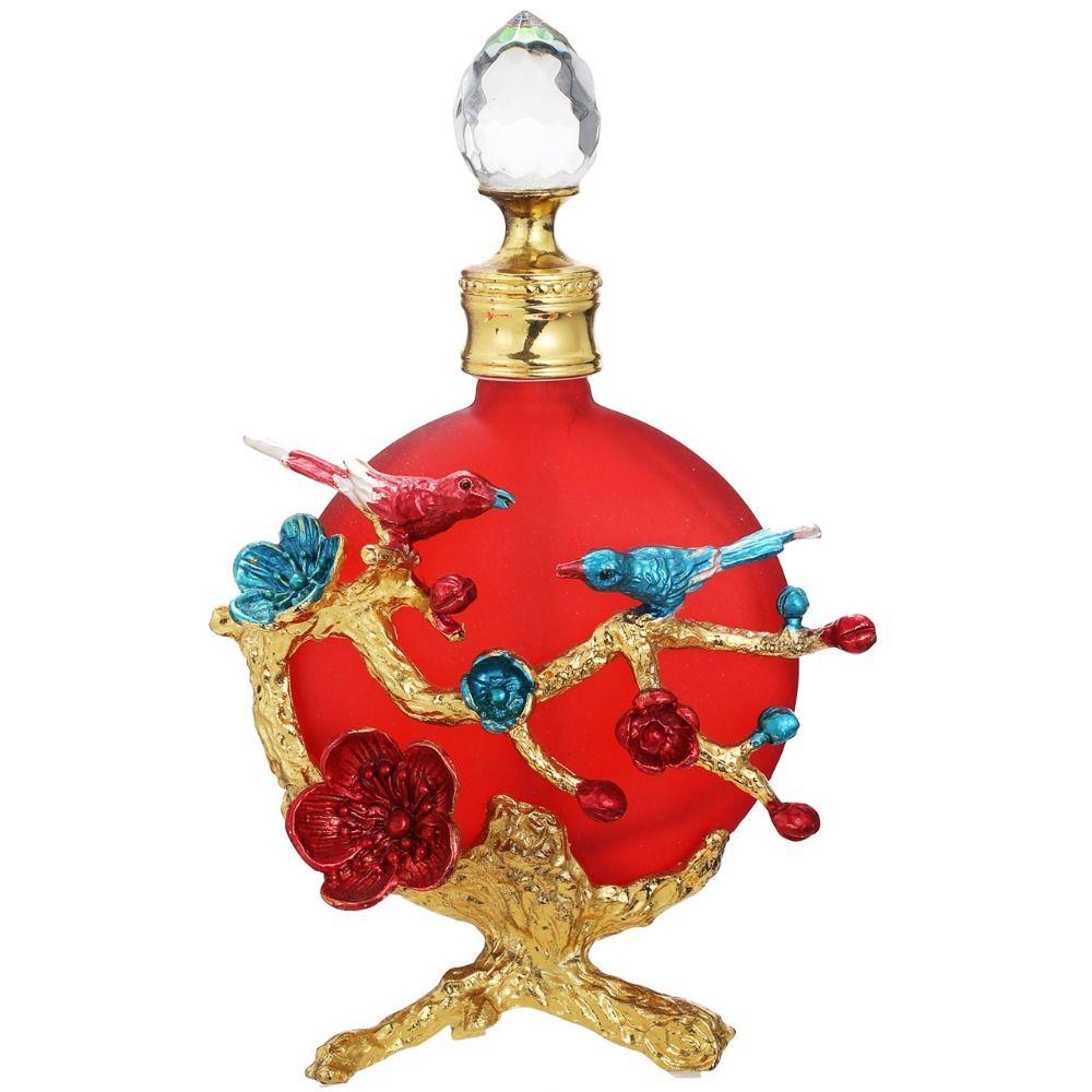 30ML Perfume Bottle Luxury Crystal Cap Essential Oil Bottle Flower Branch Pattern Portable Perfume Dispenser