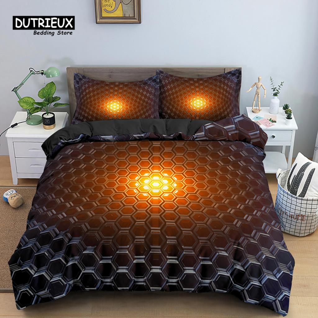 Multicolored Glass Shards Abstract Animals Bedding Set Polyester Psychedelic Geometric Duvet Cover King Queen For Kid Adult Gift