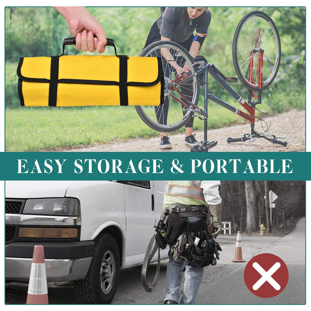 Płócienna zwijana torba narzędziowa, wielofunkcyjna saszetka na narzędzia z zapinanymi na zamek przegrodami, wytrzymały wiszący organizer na narzędzia na klucze, śrubokręty