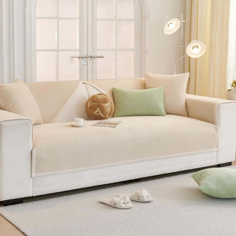 Foreign Trade Solid Color Simple Modern Striped Corduroy Sofa Cushion Autumn And Winter New Sofa Cover Non-Slip Seat Cushion Cover Cloth