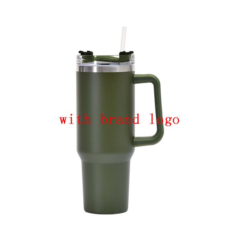 With Logo 40 Oz Tumbler with Handle Insulated Mugs With Lids and Straws Stainless Steel Coffee Tumbler Cups Water