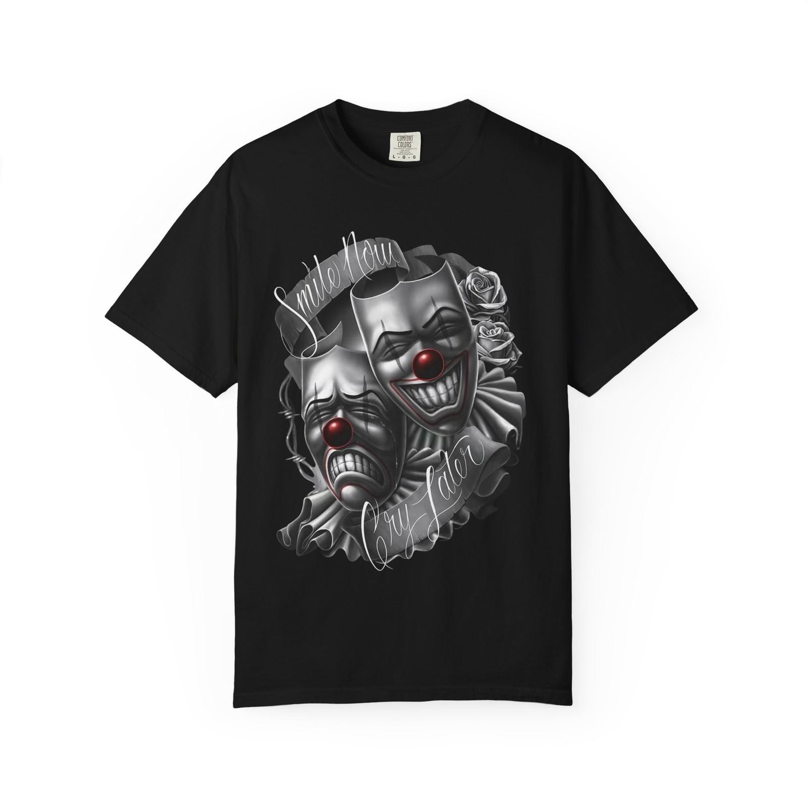 Smile Now Cry Later Unisex T-shirt, Happy Sad Face Tee XL