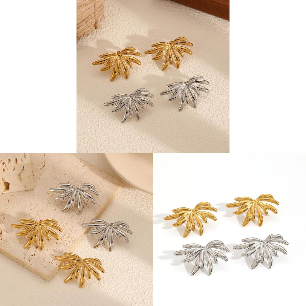 Floral Stainless Steel Earrings For Women With Stylish Spring Accessory